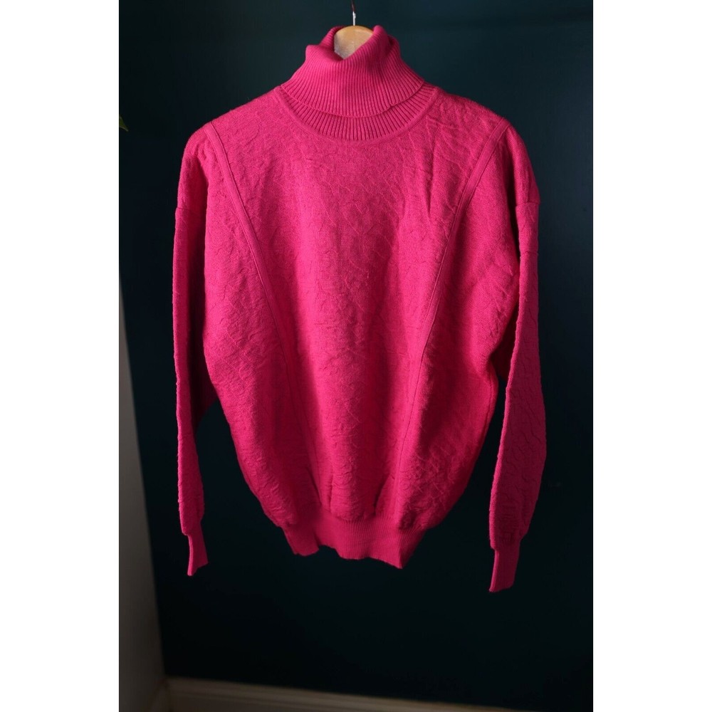 Vintage Tyrolia By Head Hot Pink Barbie Ski Turtleneck Sweater Wool Blend L